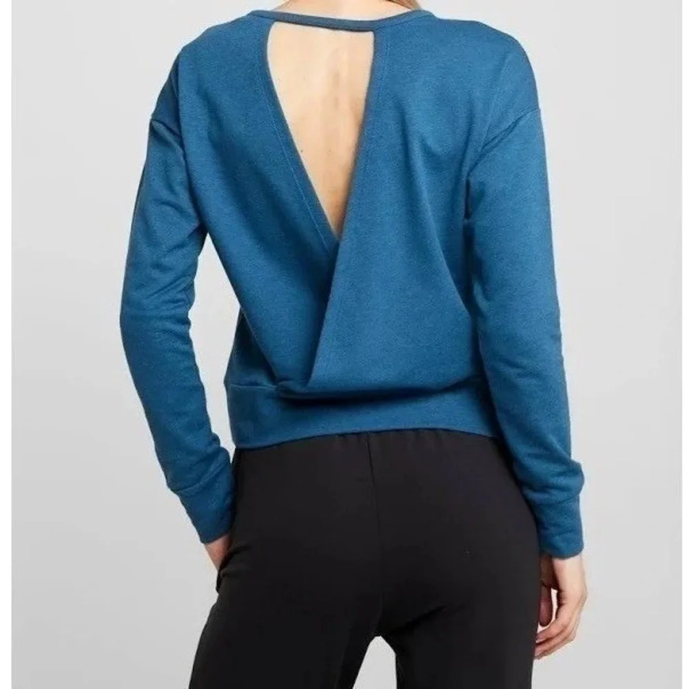 Nike Dri-FIT Womens Teal Open Back Crossover Training Top Sweatshirt Small